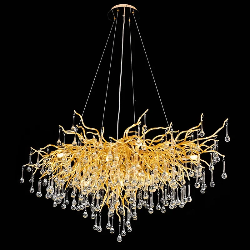 Golden Branch Crystal Chandelier – Luxe Living Room & Hotel Lobby Decor