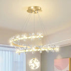 Crystal Flower Gold Ceiling Chandelier: Modern Luxury Nordic Living Room Light