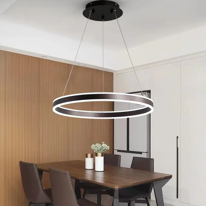 Modern Black Ring LED Chandelier for Home Decor Lighting