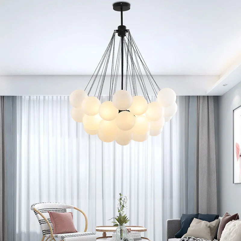 Modern Glass Ball Chandelier LED Pendant Light for Dining Living Room