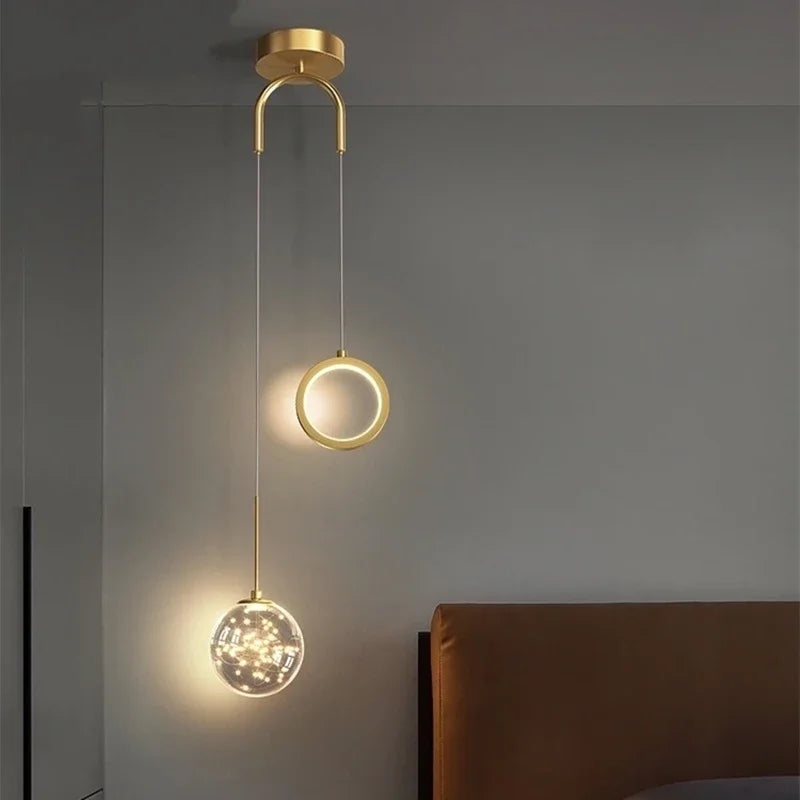 Gold Ring LED Pendant Light for Ceiling Suspension in Luxury Design