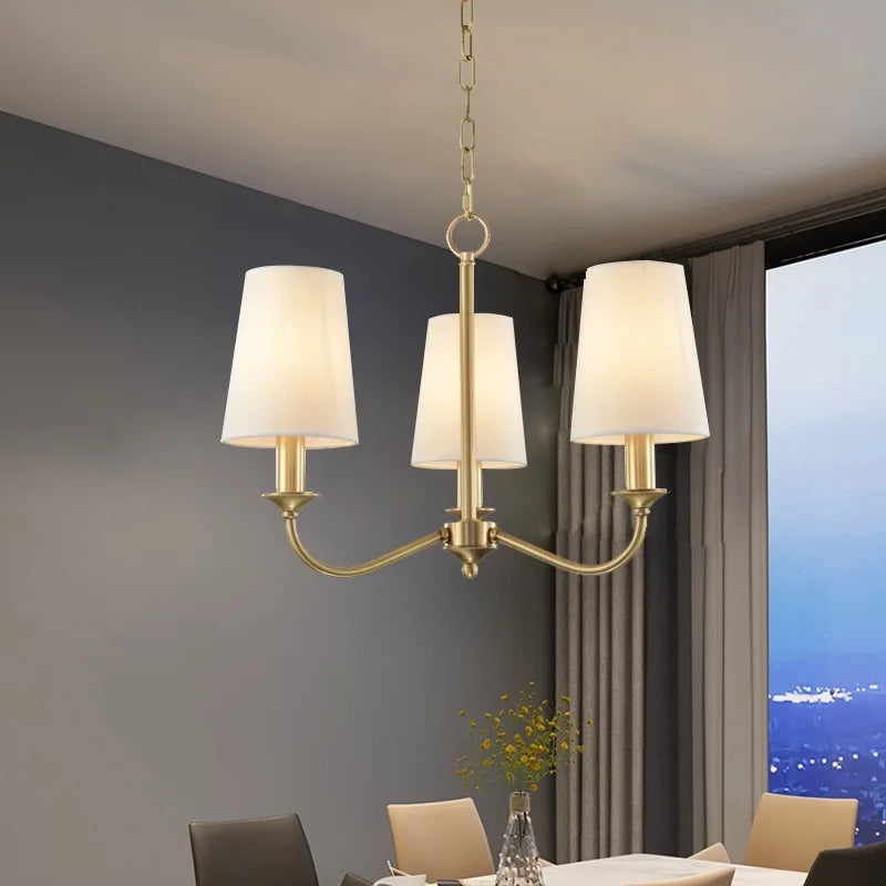 Rural Fabric Gold Pendant Chandelier for Living Room, Bedroom, and Restaurant Lighting
