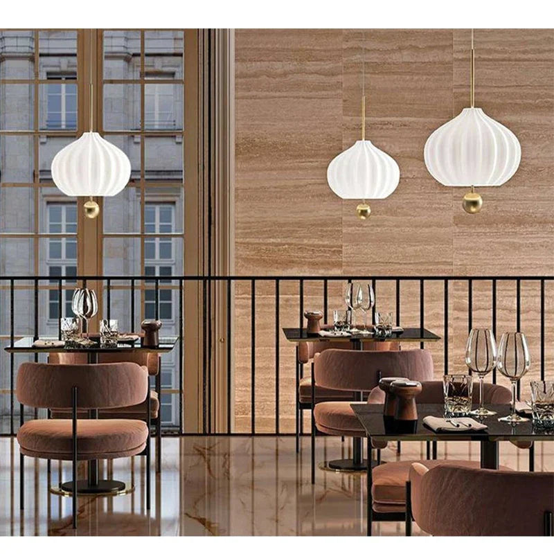 White Glass Chandelier for Dining, Kitchen, Bedroom & Exhibition Hall in Post-Modern Hotel