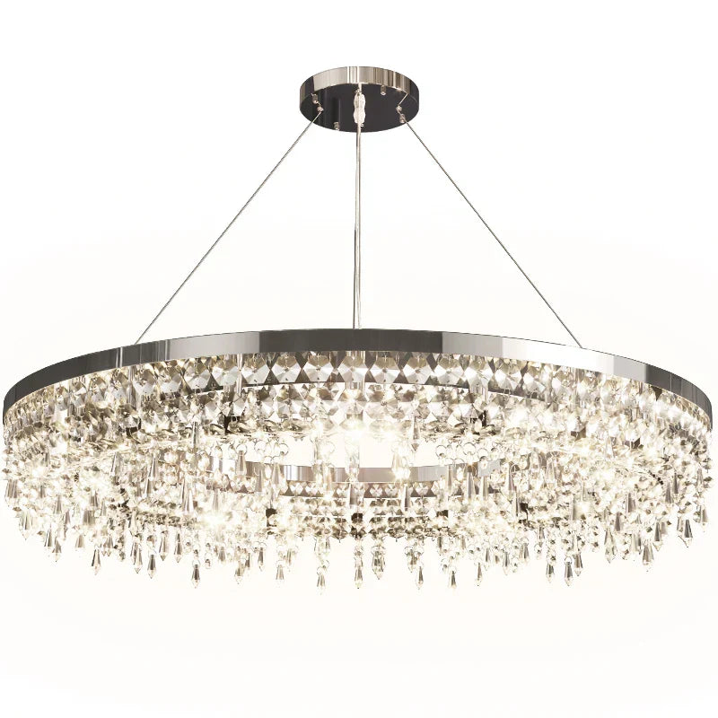 Crystal Circle LED Chandelier for Modern Luxury Living Room Decor