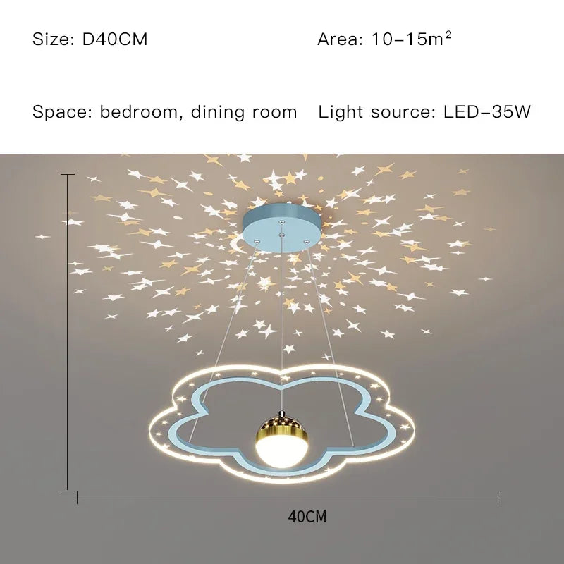 Starry Sky Kids Chandelier Light for Bedroom Study Room Decoration
