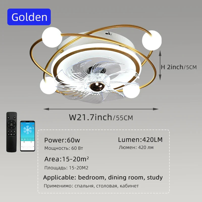 Nordic Ceiling Fan Light with Remote Control - 6 Fan Speeds