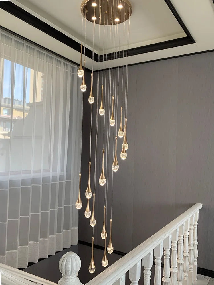 Crystal Bubble Chandelier for Duplex Living Room, Rotating Staircase, Villa Lobby