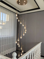 Crystal Bubble Chandelier for Duplex Living Room, Rotating Staircase, Villa Lobby