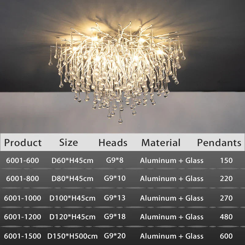 Teardrop Crystal Ceiling Chandelier - Modern Luxury Branch Crystal Chandeliers