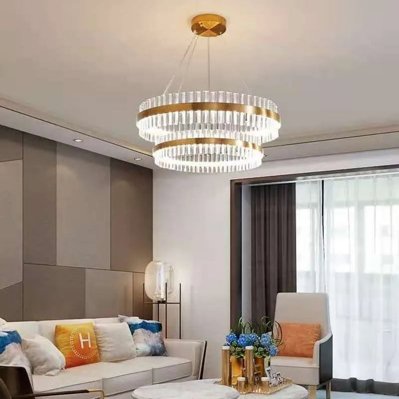 Crystal LED Circle Pendant Chandelier for Living Room Kitchen Decor