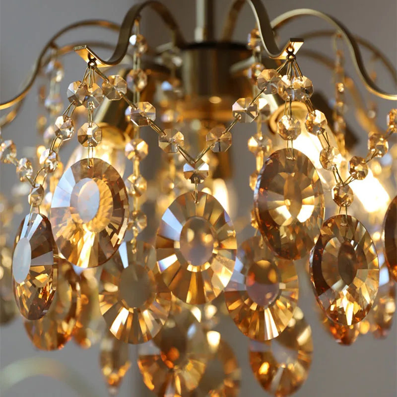 Retro Crystal Chandelier Pendant Light for Home Decor Luxe Living Room Bedroom
