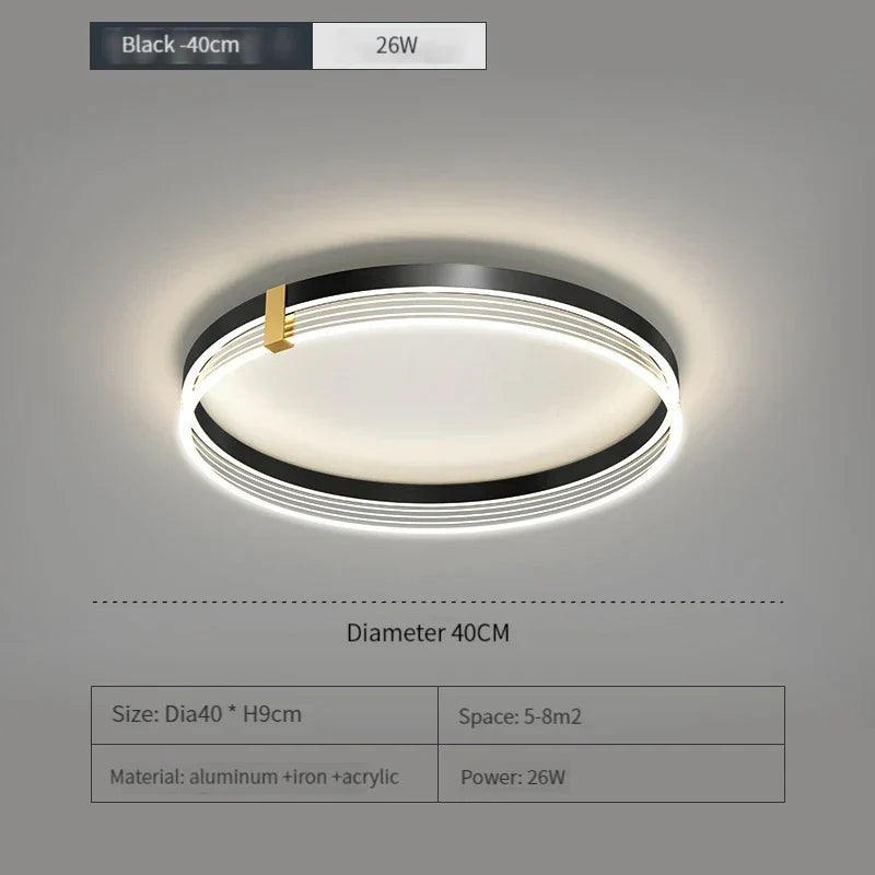 Minimalist Remote Control Round LED Ceiling Lamp for Bedroom and Living Room