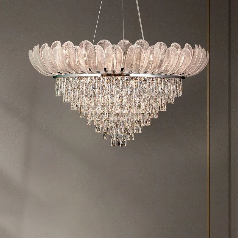 Crystal Crown Chandelier: Luxe Ceiling Light for Home, Shop & Lobby