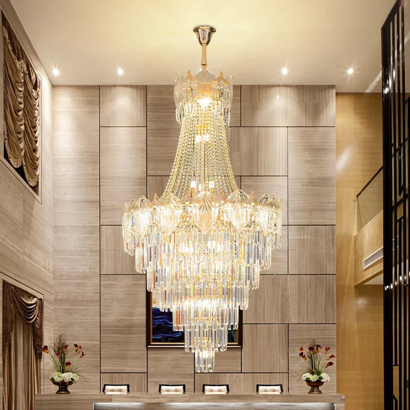 Elegant Crystal Duplex Chandelier for Livingroom, Hotel, and Villa