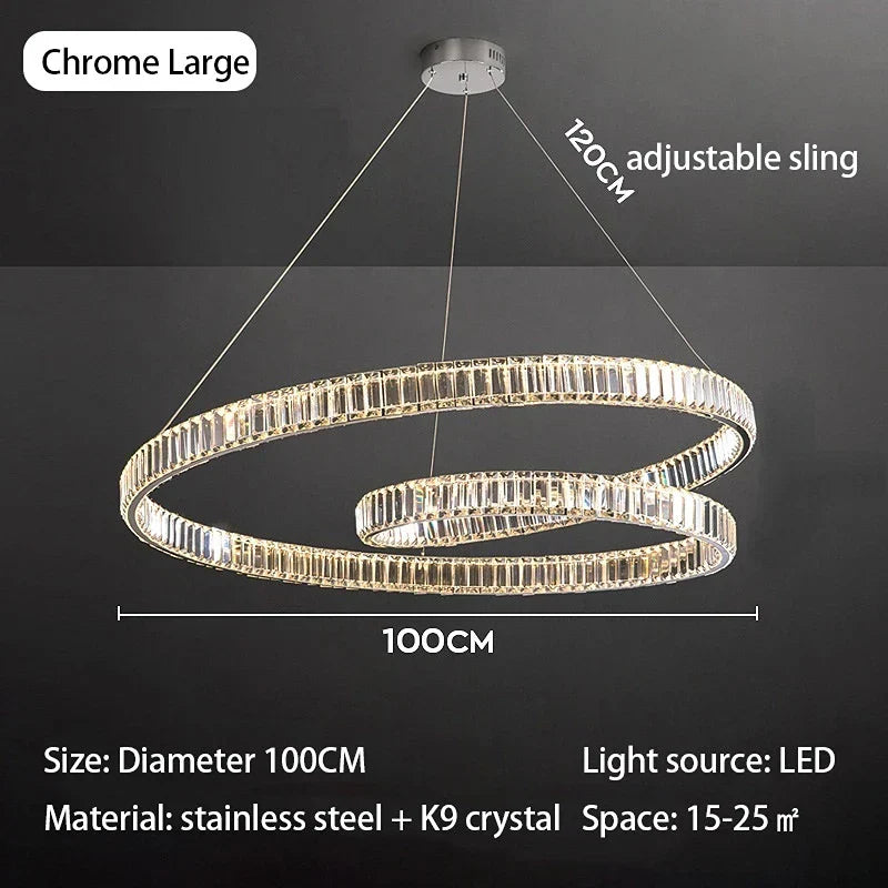 Crystal Chandelier LED Light Fixture, Luxury Decor Hanging Lamp, Modern Home Lighting