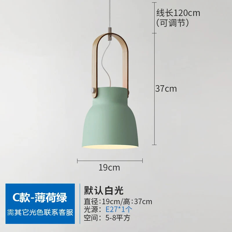 Nordic Wooden Pendant Light E27 Hanging Lamp for Interior Bedroom Kitchen Dining