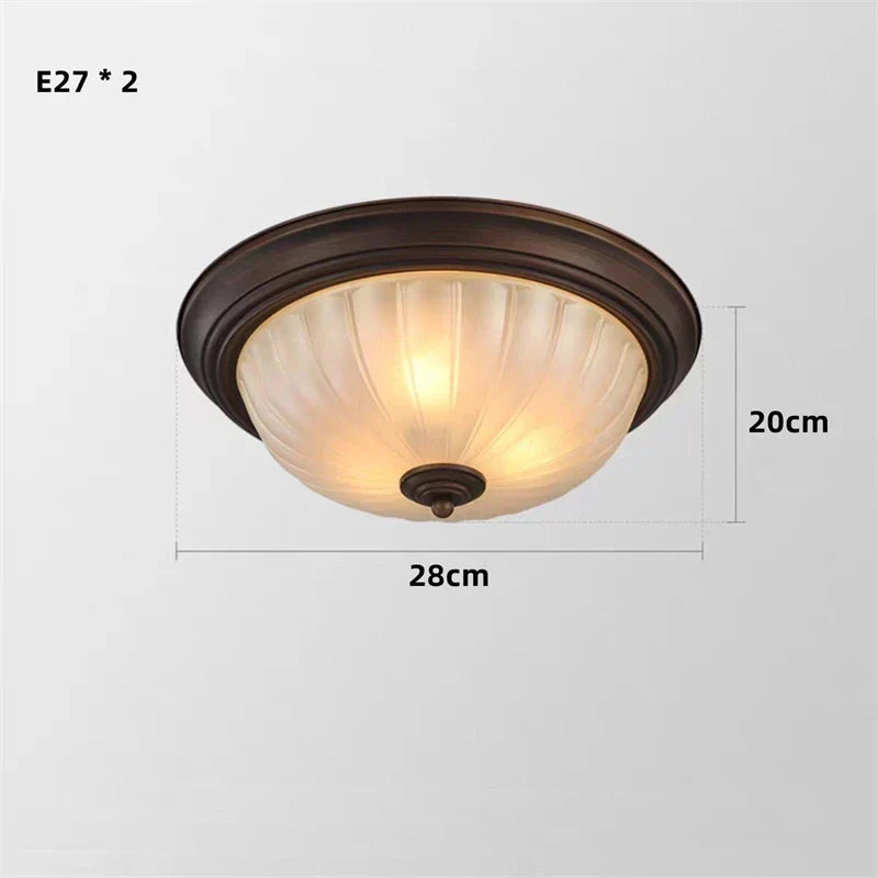 Black Bronze Ceiling Light with Frosted Glass Shade for Bedroom and Kitchen