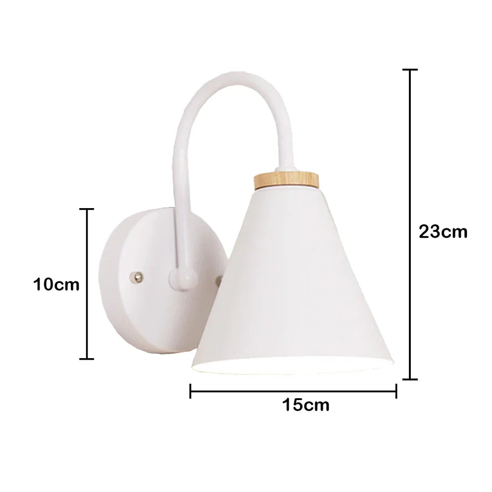Nordic Wood Sconce Lights E27 for Bedroom Living Room, LED Wall Lamp Home Decor