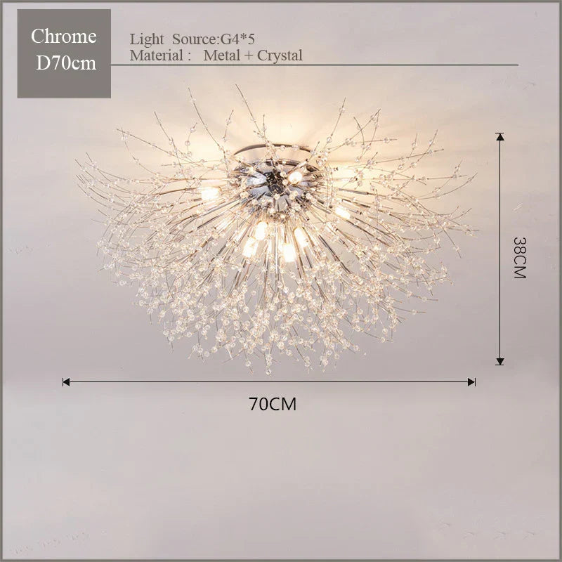 Nordic Dandelion Crystal Ceiling Lamp for Bedroom Living Room Dining Room
