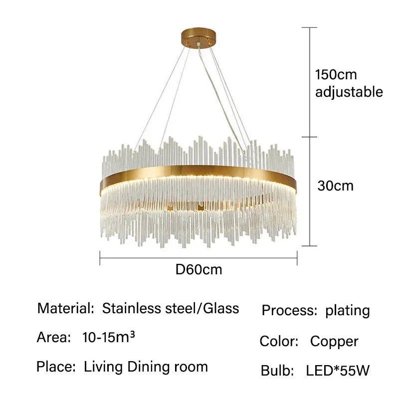 Modern Glass Rod LED Pendant Chandelier for Home Indoor Lighting
