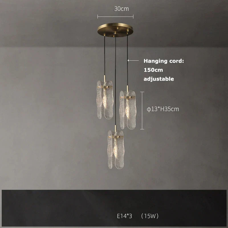 Water Ripple Glass Chandelier: Modern Luxury Living Room Ceiling Lamp for Home Decor