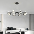 Glass LED Chandelier: Modern Minimalist Copper Pendant Light for Living Room & Bedroom