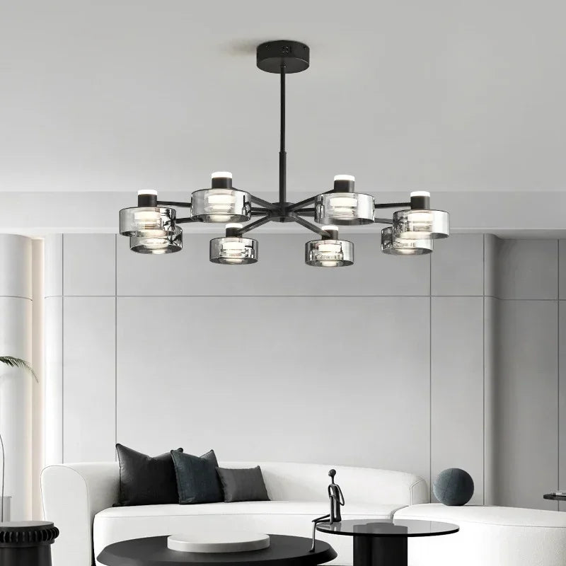 Glass LED Chandelier: Modern Minimalist Copper Pendant Light for Living Room & Bedroom