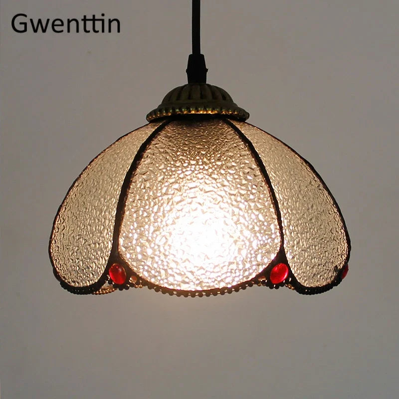 Tiffany Pendant Lights: Stained Glass Hanging Lamp for Mediterranean Loft Home Decor