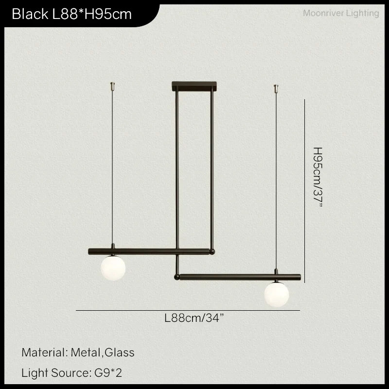 Minimalist Linear Pendant Light for Modern Living Room, LED Restaurant Chandelier