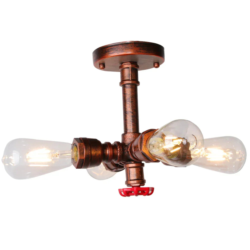 Industrial Water Pipe Ceiling Light Fixture for Living Room and Restaurant Decor