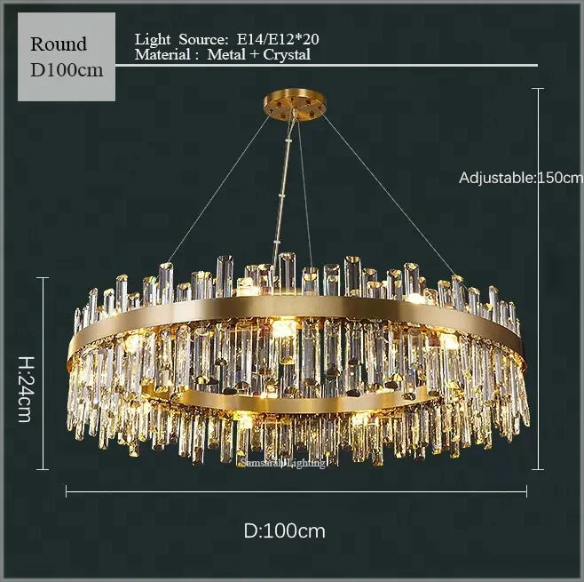 Crystal LED Oval Chandelier for Dining Room Lighting
