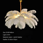 Ostrich Feather LED Pendant Lamp - Nordic Bedroom Living Room Decor