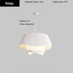 White Beige Fabric Chandeliers for Home Decor - Nordic Lighting Fixture
