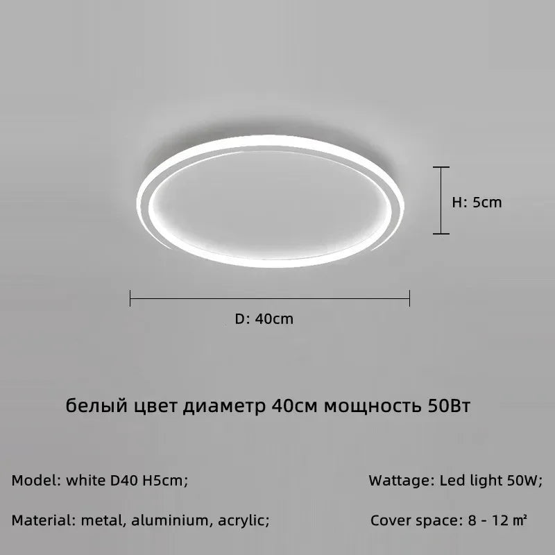 Modern Round LED Ceiling Lights Iron Mounted Dimmable Indoor Lighting