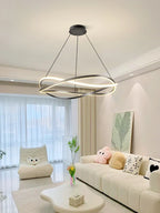 Minimalist Curve Ring LED Pendant Light for Living Dining Bedroom Chandelier