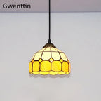 Tiffany Square Pendant Light, Stained Glass Hanging Lamp for Home Decor