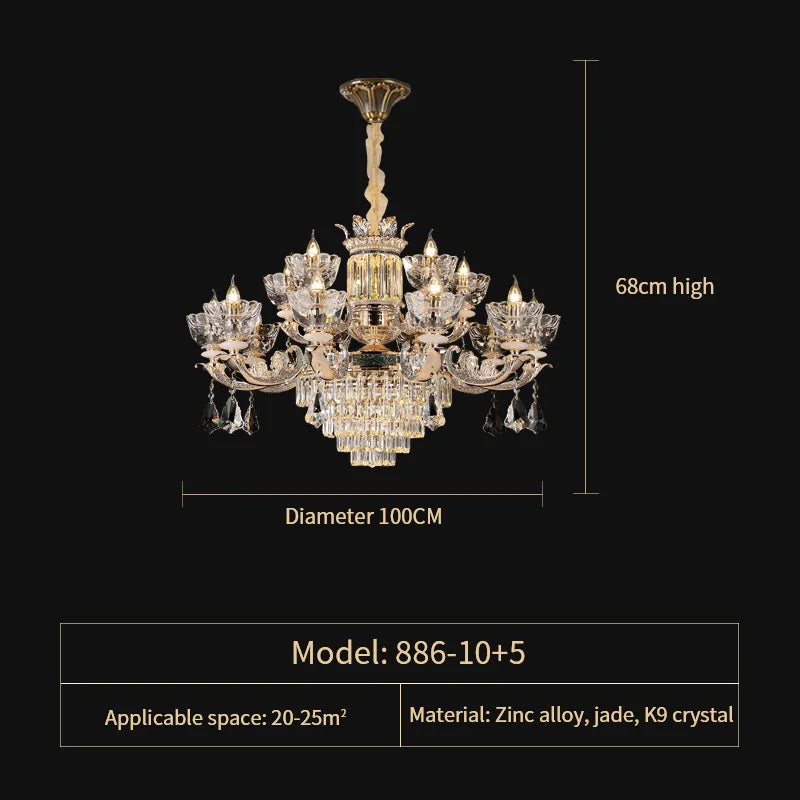 Luxury European Villa Crystal Chandelier for Living Room, Dining, Bedroom