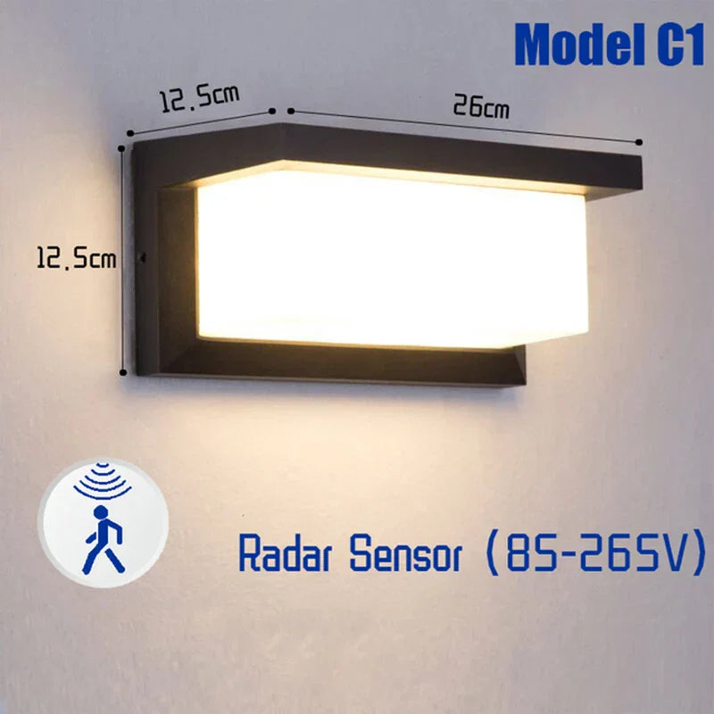 Outdoor Motion Sensor LED Wall Light Waterproof IP65 for Porch Garden Street Lighting