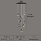 Aluminum LED Chandelier Crystal Round Hanging Lamps Luxury Staircase Lighting Fixtures