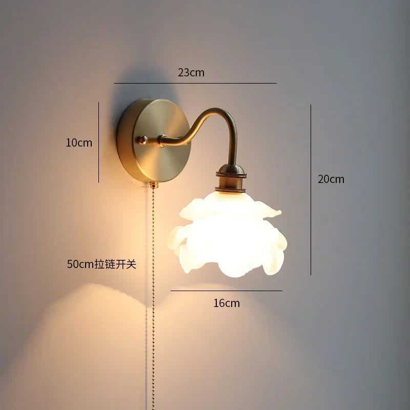 Copper LED Wall Sconce Mirror Stair Light with Pull Switch