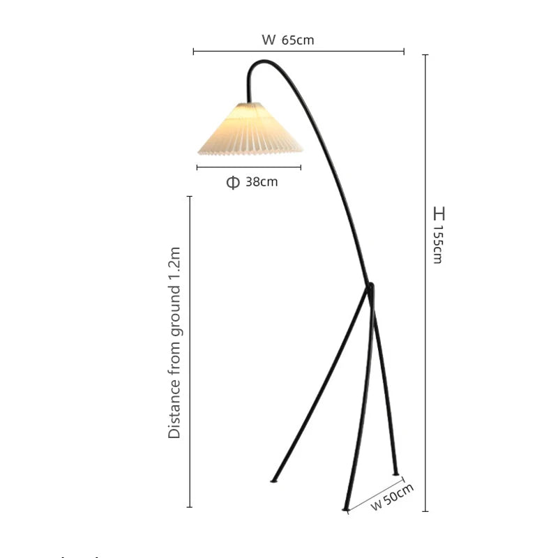 Scandinavian Retro Pleated Lampshade Floor Lamp for Living Room and Study Room