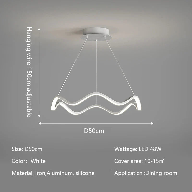 Circle Wave LED Pendant Chandelier for Modern Living Dining Bedroom Lighting