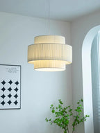 Minimalist White Fabric Pendant Lights Chandelier for Bedroom and Restaurant