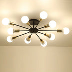 Industrial Rod Iron Wood Sputnik Chandelier Ceiling Lamp LED E27 Home Lighting