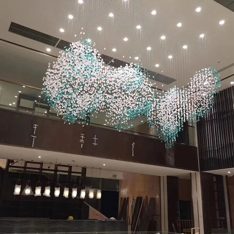 Modern Luxury Glass Stone Chandelier for Living Room LED Pendant Light