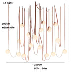 Glass Ball Pendant Lamp for Loft Living Dining Room, LED Lighting