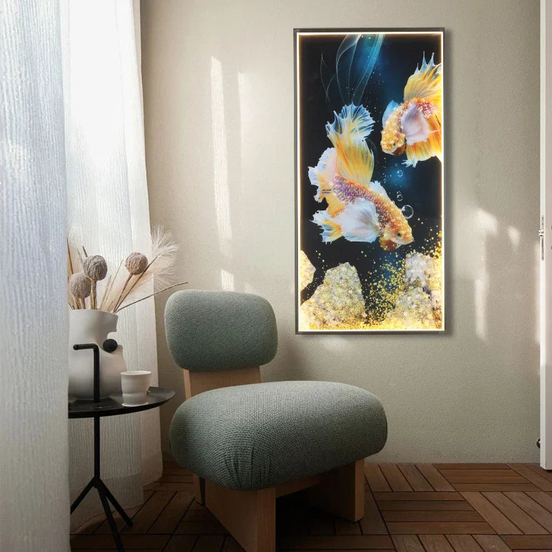Gold Fish LED Picture Wall Light for Home Decor & Bedroom Aisle