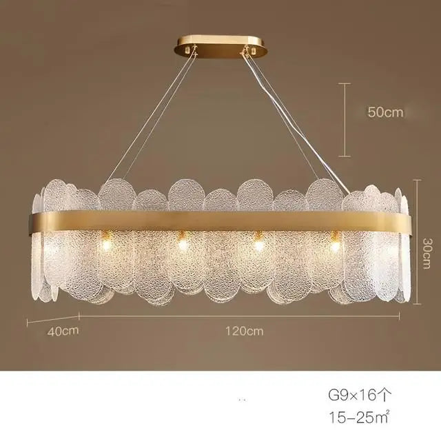 Luxury Gold Metal LED Chandeliers with Adjustable Brightness and Grey/White Glass