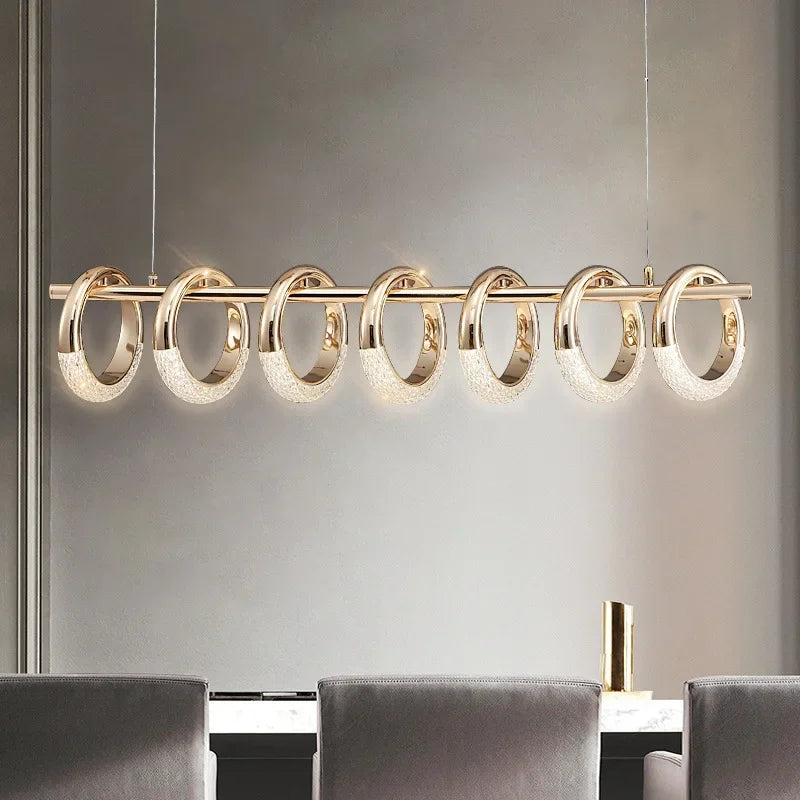 Gold Acrylic Circle Ring LED Pendant Chandelier