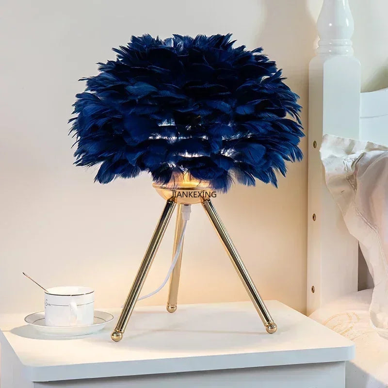 Feather Table Lamp: Romantic Goose Decor for Bedroom, Living Room, Coffee Shop & Wedding